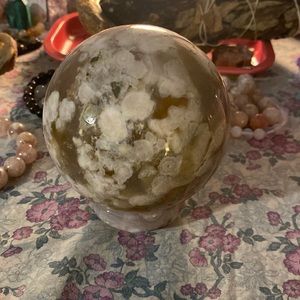 Flower Agate Sphere with druzy